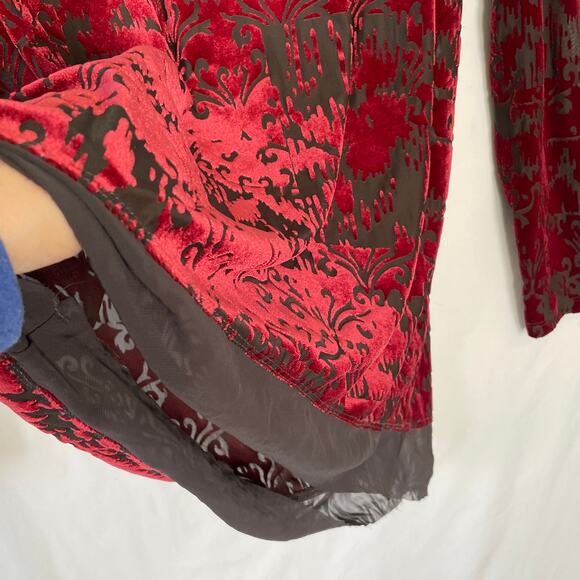 VTG Y2K Velvet Burnout Womens Top Whimsigoth Fairy Witchy 3/4 Sleeves Size Large - Picture 4 of 7